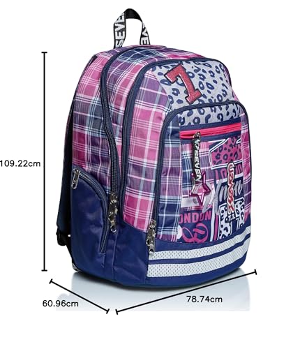 Seven Rucksack Advanced, Backpack für Schule, Uni & Freizeit, Geräumige Schultasche für Teenager, Mädchen, Jungen, Gepolsterter Schulranzen;pink,violett, mit Laptopfach, und Trinkflaschenfach – Bild 3