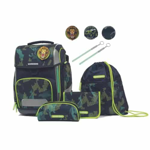 Schneiders Ergolite Camo Rush Jungen Schultasche - 9-teiliges Set, Orthopädisch geprüft, mit LED-Leuchtstäben, nachhaltig & ergonomisch