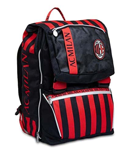 Seven Rucksack Milan, erweiterbare Schulrucksack, gerämiger Schulranzen, Extra Volumen, für Kinder; Schule & Freizeit, rot/schwarz, Fußball Fans – Bild 2