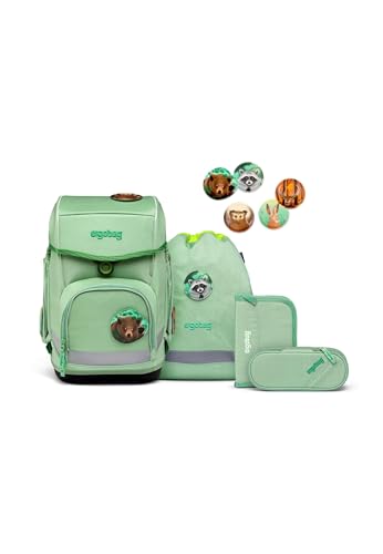ergobag Unisex Kinder Kinderrucksack, WaldBärwohner-Grün, Einheitsgröße